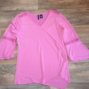 New Directions Pink Bell Sleeve Top Size S